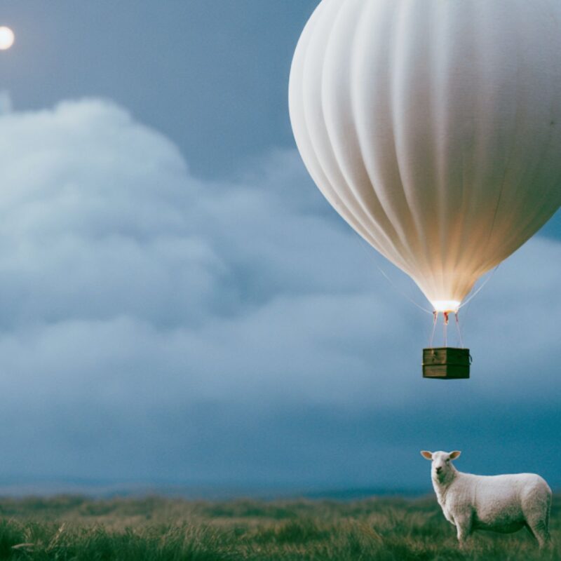 Sheep and hot air balloon - creative thinking