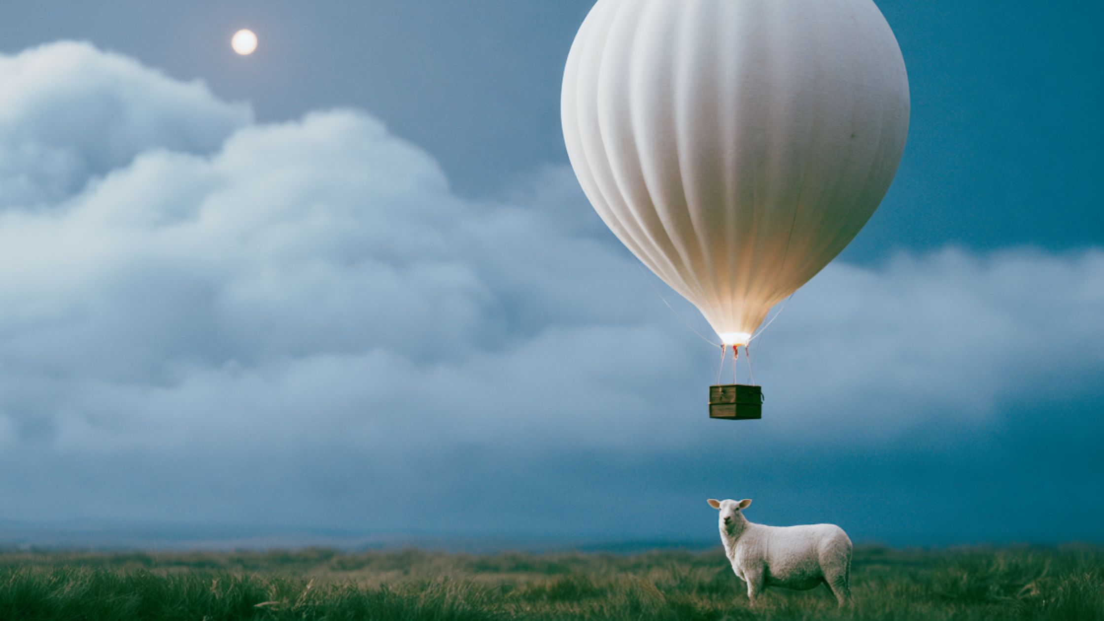 Sheep and hot air balloon - creative thinking