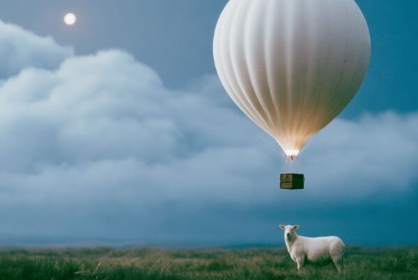 Sheep and hot air balloon - creative thinking